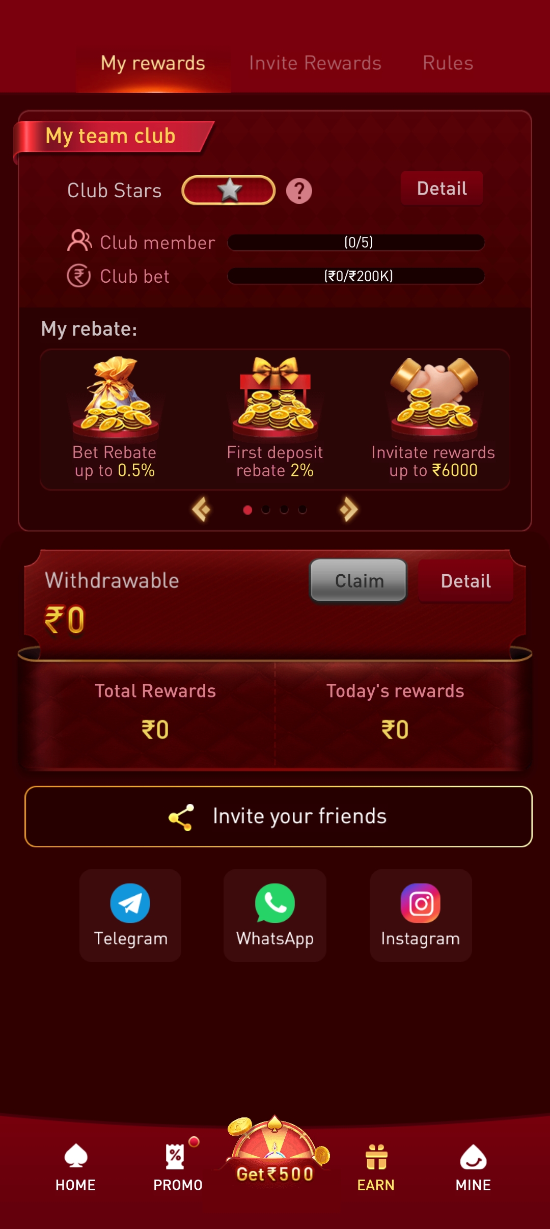 777in app screenshot — rewards and gifts
