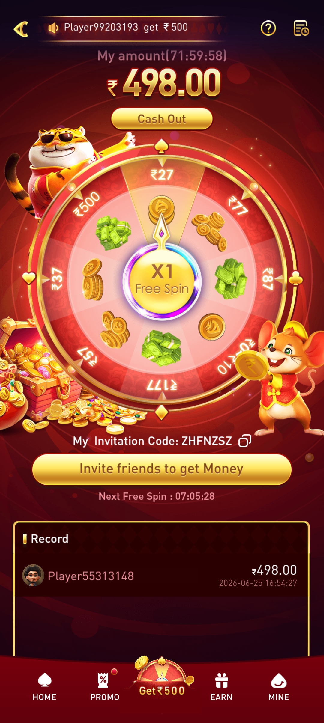 777in app screenshot — wallet and withdrawals
